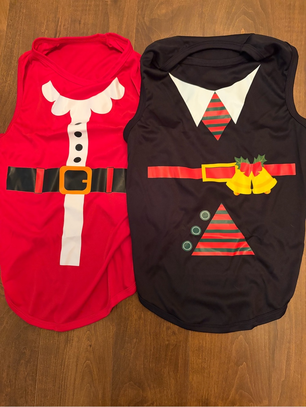 Holiday Dog Costume Set - Red Santa & Black Elf Tops